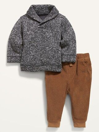 Shawl-Collar Fleece Sweater and Corduroy Pants Set for Baby | Old Navy (US)