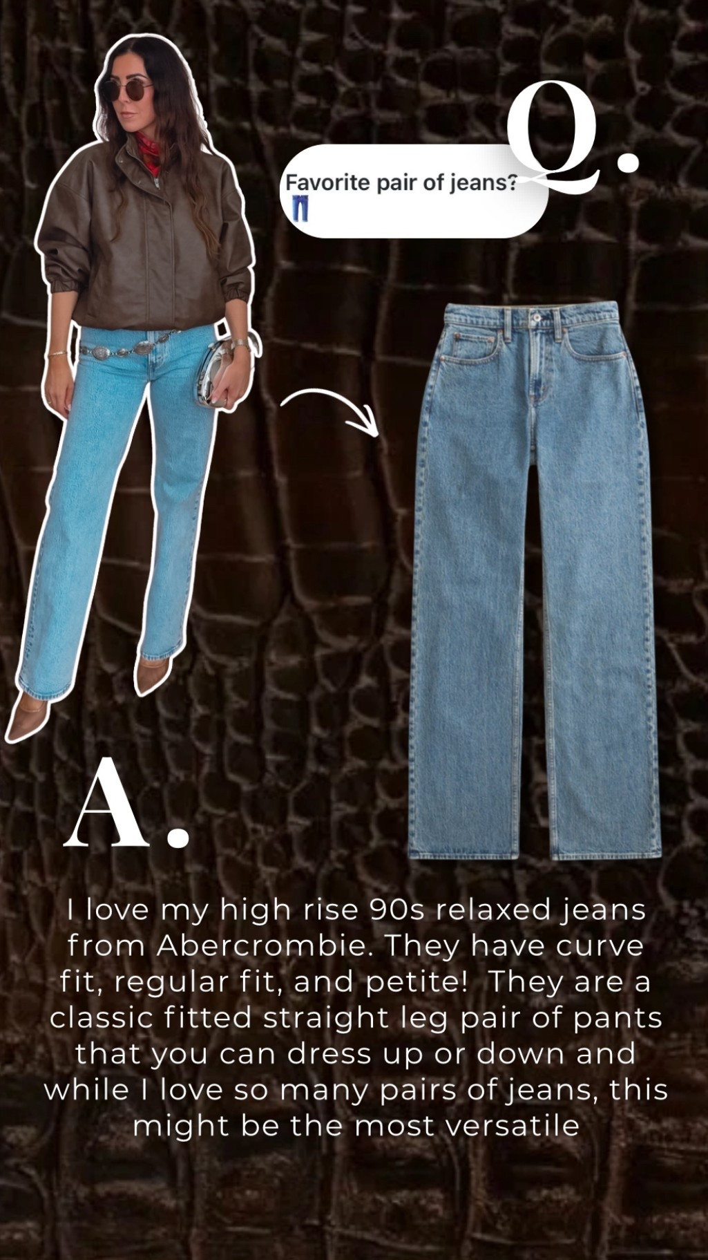 I love my high rise 90’s relaxed jeans from Abercrombie! I am always reaching for those because they can be dressed up or down and are so comfortable. 



#LTKootd #LTKgrwm #LTKSaleAlert