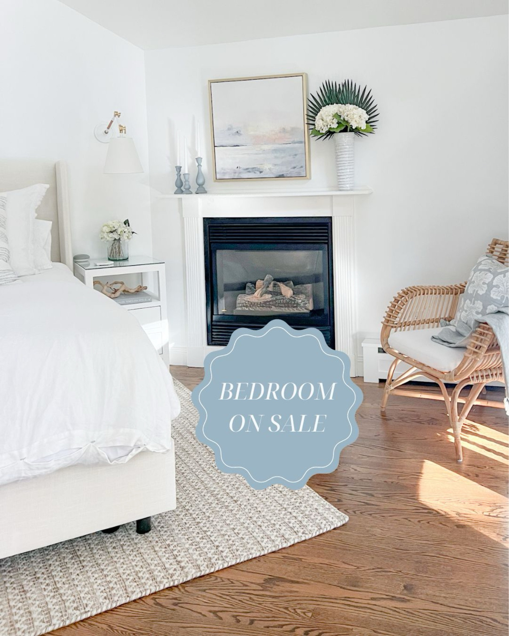 So many pieces in my bedroom are on sale this holiday weekend, including my rug, artwork, rattan chair, sconces and more!

--------------
Coastal primary bedroom, primary bedroom decor, coastal home decor, coastal interiors, beach house, beach home, coastal decor, Tilly upholstered bed, Wayfair bed, upholstered bed, pottery barn look bed, neutral rug, coastal rug, bedroom rug, 8x10 rugs, 9x12 rugs, 10x13 rugs, 5x8 rugs, Venice rattan chair, bedroom chair, rattan chair, pastel sunset art, Ballard designs art, coastal artwork, coastal abstract art, wall sconces, bedroom lighting, coastal wall sconces, Amazon drapes, Amazon curtains, blackout curtains, curtain linen drapery panel, handwoven basket wall art, faux hydrangea flower, Amazon hydrangeas, white artificial hydrangeas, artificial fan palm leaf, bedroom decor, artsi vase, bed sheet sets, coastal pillows, pillow styling, decorative pillow cover, woven shades, coastal living waterfall chandelier, coastal chandelier, bedroom chandelier, Amazon pillow shams, Amazon pillow covers, white bedding, white duvet cover, primary bedroom ideas

#LTKSaleAlert #LTKHome #LTKFindsUnder100