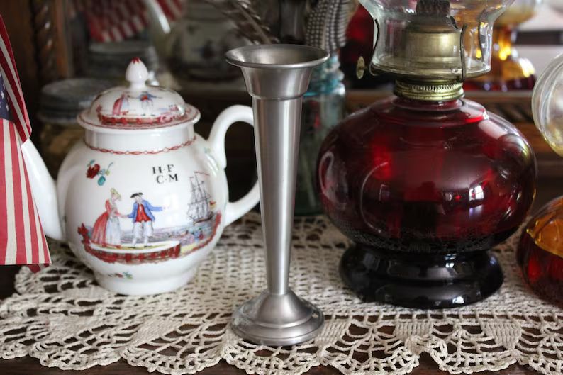 Vintage Web Pewter Vase, Small Web Pewter Trumpet Vase, Pewter Bud Vase, Colonial Style Pewter Va... | Etsy (US)