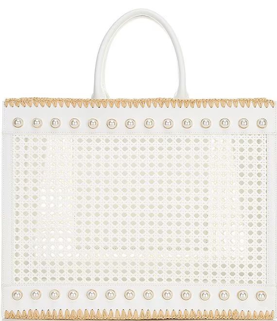 Woven Caned Leather Ellie Large Pearl Tote Bag | Dillard's