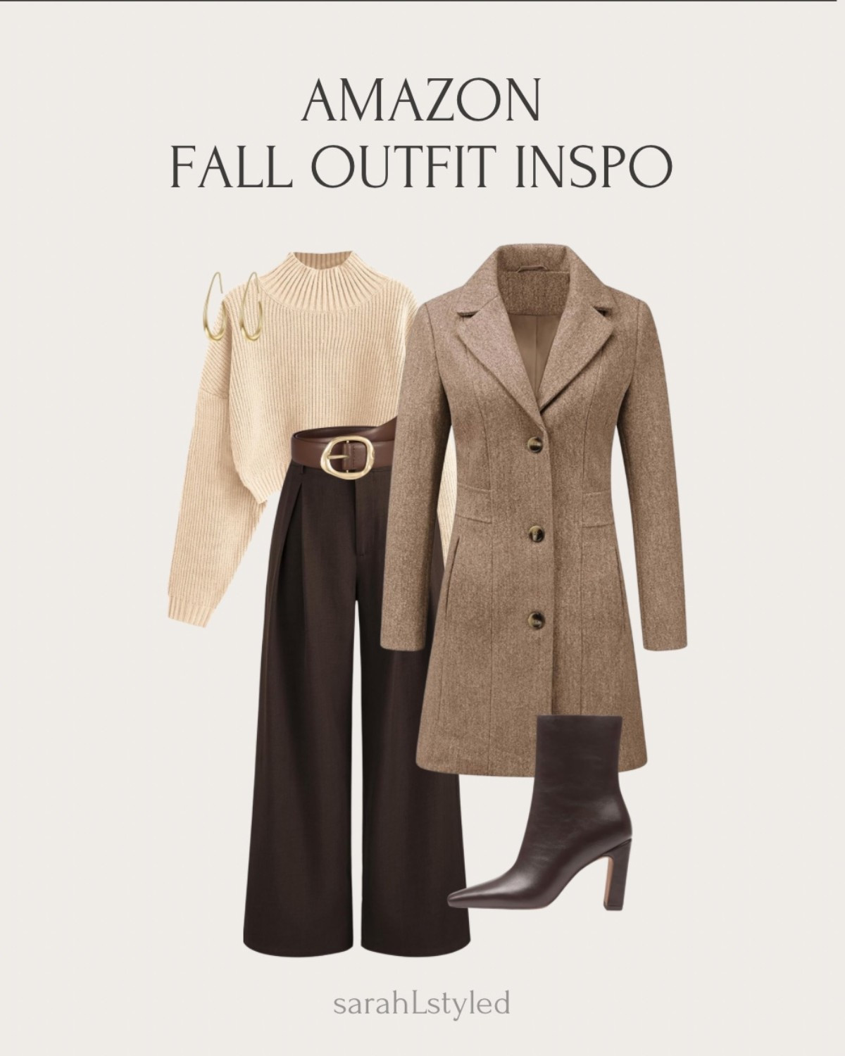 Neutral fall outfit 🤎 Tan knit sweater, brown wide leg pants, and brown leather ankle boots for a classic everyday look! 

neutral fall outfit, Amazon fashion finds, brown wide leg pants, tan sweater outfit, brown ankle boots, minimal fall style, capsule wardrobe outfit, classic neutral style, everyday fall look

#LTKSeasonal #LTKStyleTip #LTKFindsUnder50