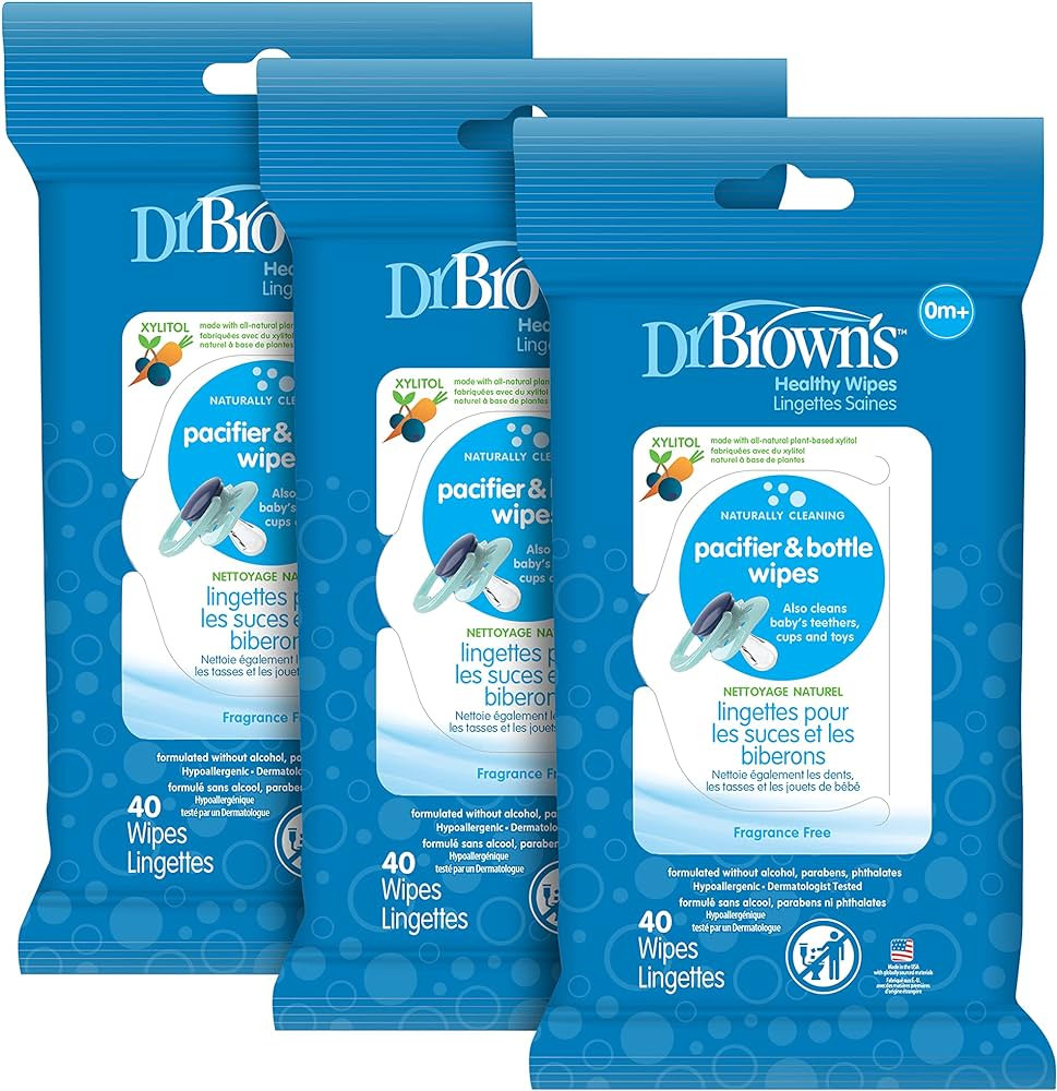 Dr. Brown's Bottle and Pacifier Healthy Wipes, Naturally Cleaning for Bottles and Baby Items, 40 ... | Amazon (US)