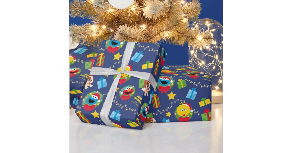 Sesame Street Christmas Lights Pattern Wrapping Paper | Zazzle