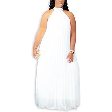 IyMoo Womens Sexy Plus Size Chiffon Dress Sleeveless Pleated Skirts Long Boho Beach Maxi Dresses | Amazon (US)