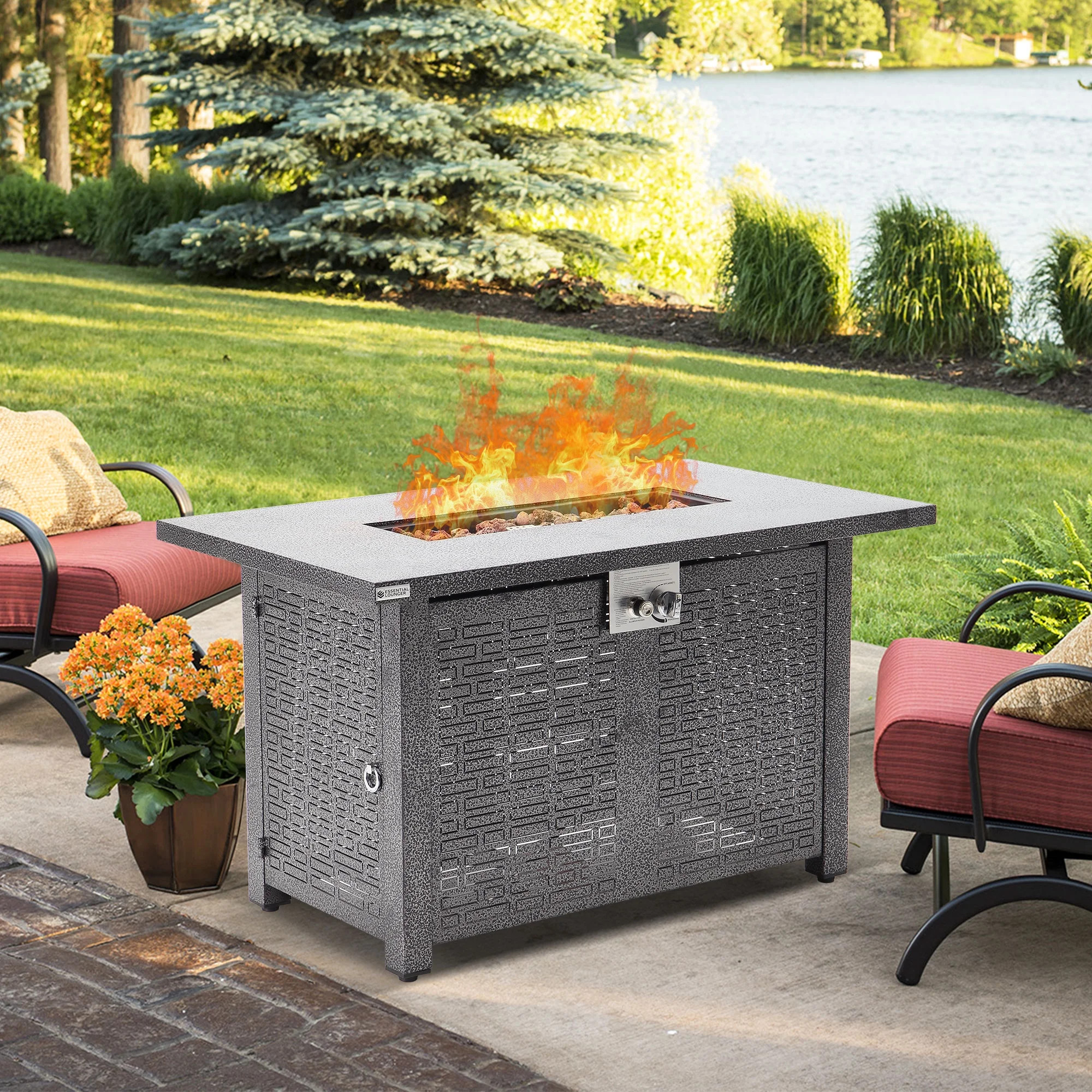 Superjoe 42" Outdoor Patio Propane Fire Pit Table 50000 BTU Auto-Ignition Rectangular Firepits wi... | Walmart (US)