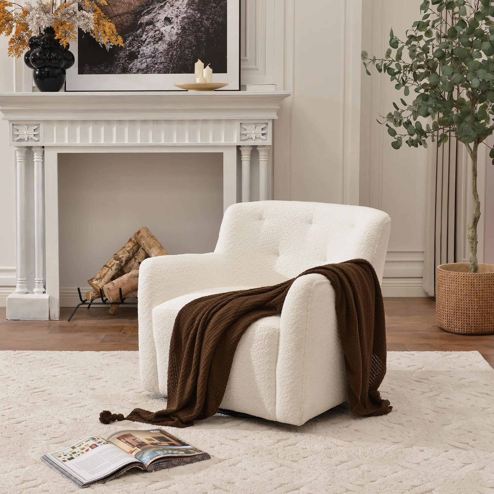 Fae Chenille Upholstered Swivel Armchair | Joss & Main