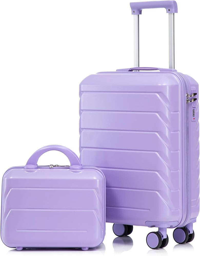 20 Inch Hardshell Carry on Luggage with 14 Inch Cosmetic Case, 2 Pcs Lightweight Durable Spinner ... | Amazon (US)