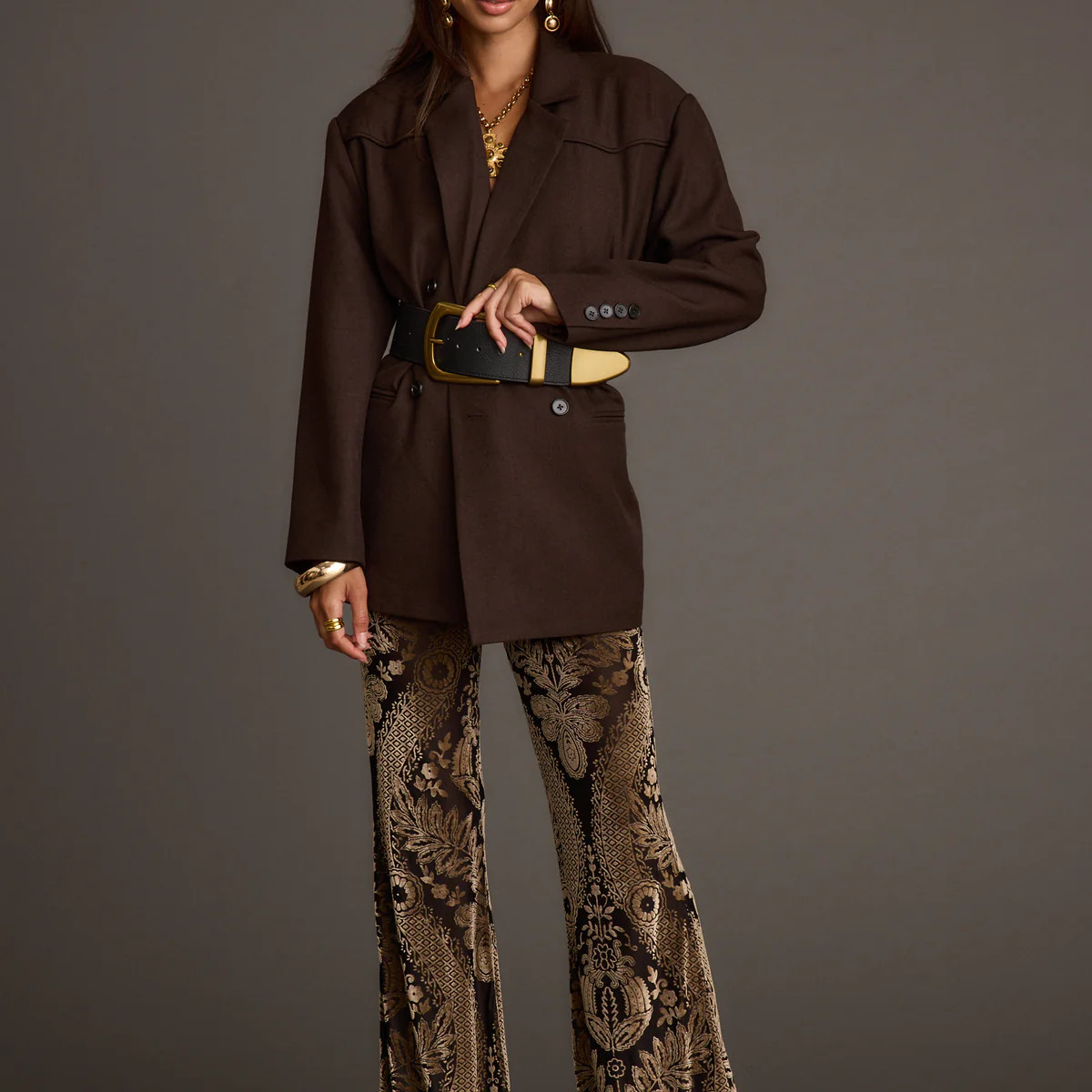 Silver Springs Burnout Velvet Flare Pants | 12th Tribe