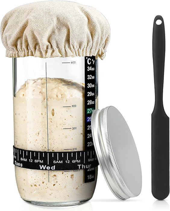 Sourdough Bread Baking Supplies,24 oz Sourdough Starter Jar Glass, Sourdough Starter Kit with Dat... | Amazon (US)