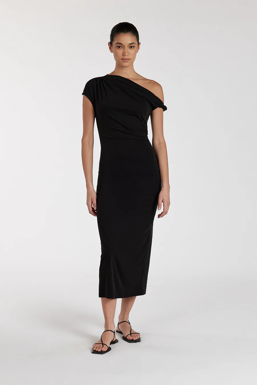 RIO WASHED BLACK DRAPED MAXI DRESS | DISSH
