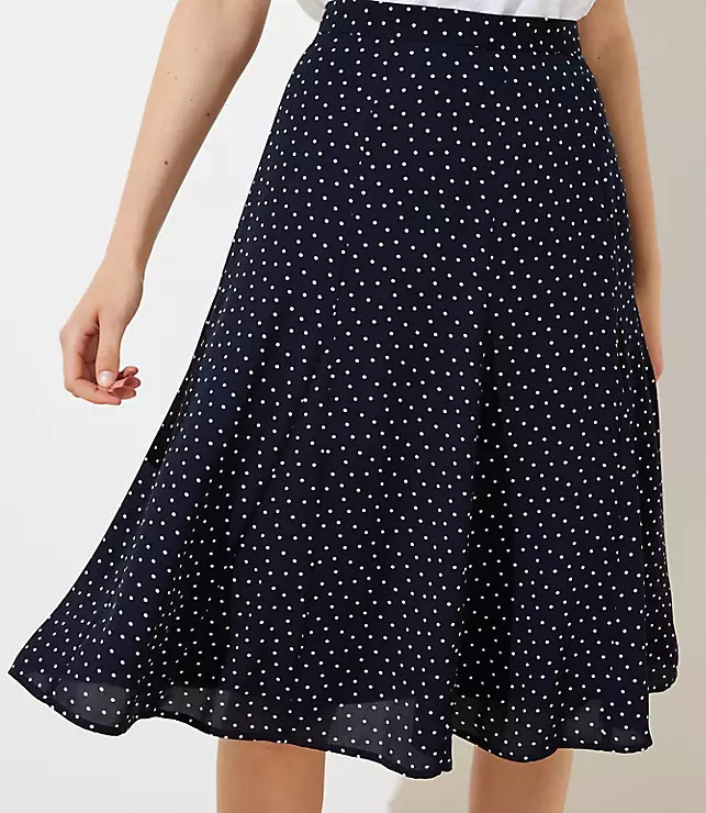 Dotted Godet Midi Skirt | LOFT