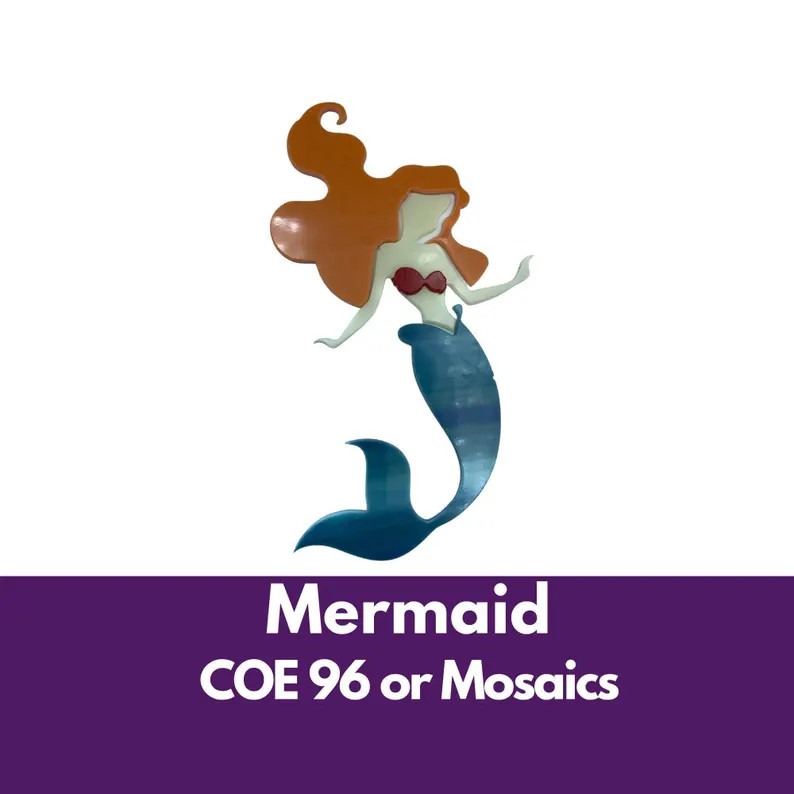 Fusible Mermaid Precut Glass Shape, Precut Stained Glass Sea Siren, 6.5" Tall in 4 Opaque Colors ... | Etsy (Global)
