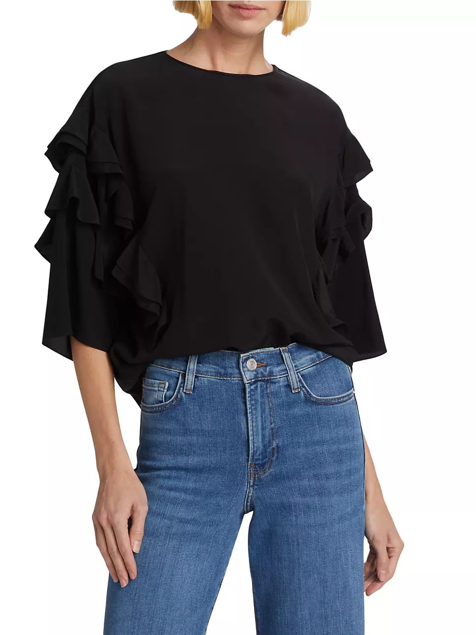 Silk Ruffled-Sleeve Blouse | Saks Fifth Avenue