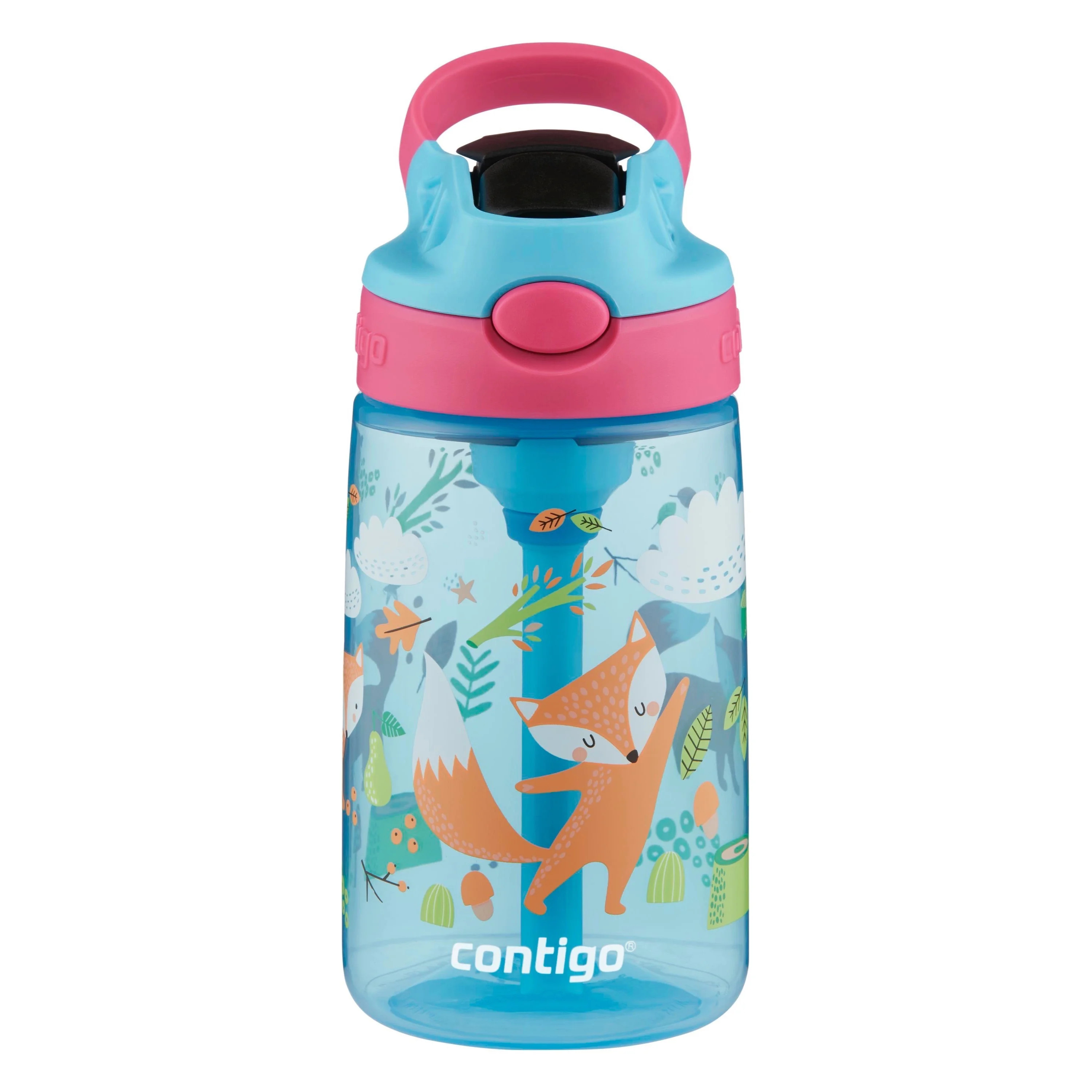 Contigo Kids Water Bottle with Autospout Straw, Blue Raspberry and Pink Fox, 14 fl oz. - Walmart.... | Walmart (US)