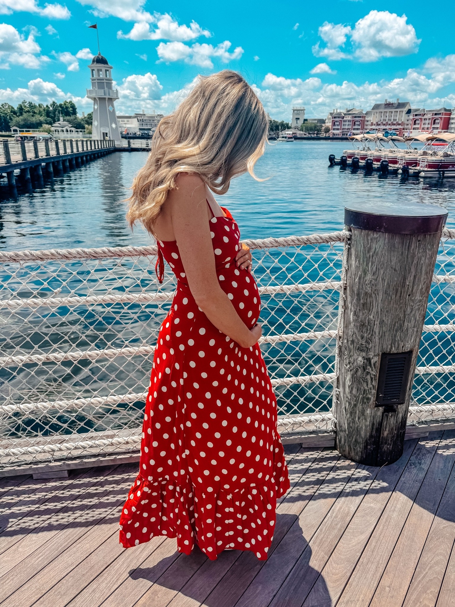 Adorable red and white polka dot dress 
Summer dress 
I’m pregnant I would say this is perfect for first trimester and early second trimester bump friendly. But it is not maternity

#LTKdayinmylife #LTKootd #LTKBump