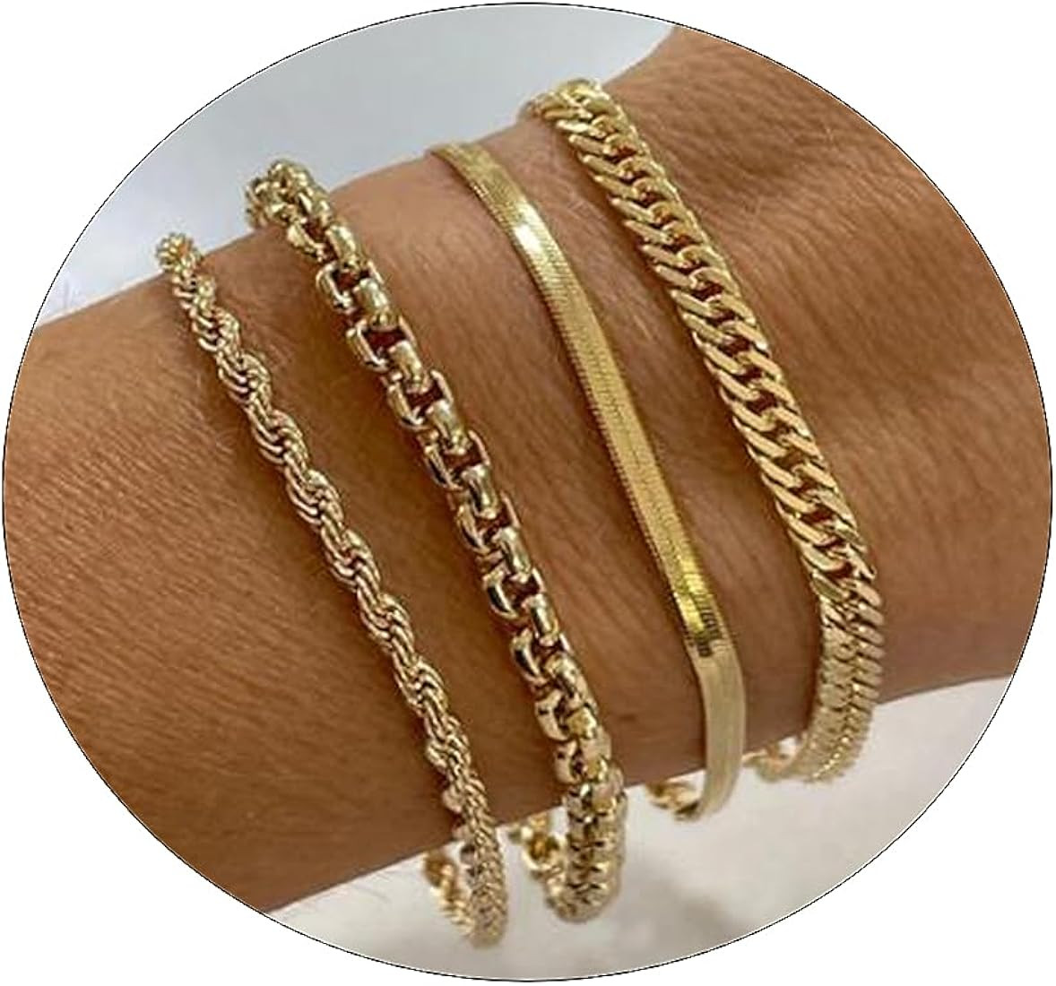 Gold Bracelets Set Of 4 Chains | Amazon (US)