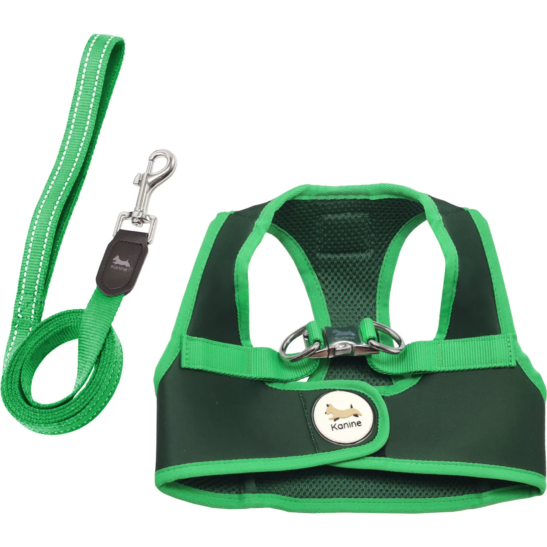 Kanine Dog Harness & Leash Set, Mountain View Green, Medium | Chewy