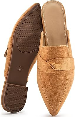 Mules for Women 2026: Pointed Toe Slingback Flats Shoes Casual Bowknot Slide Loafers for Office W... | Amazon (US)