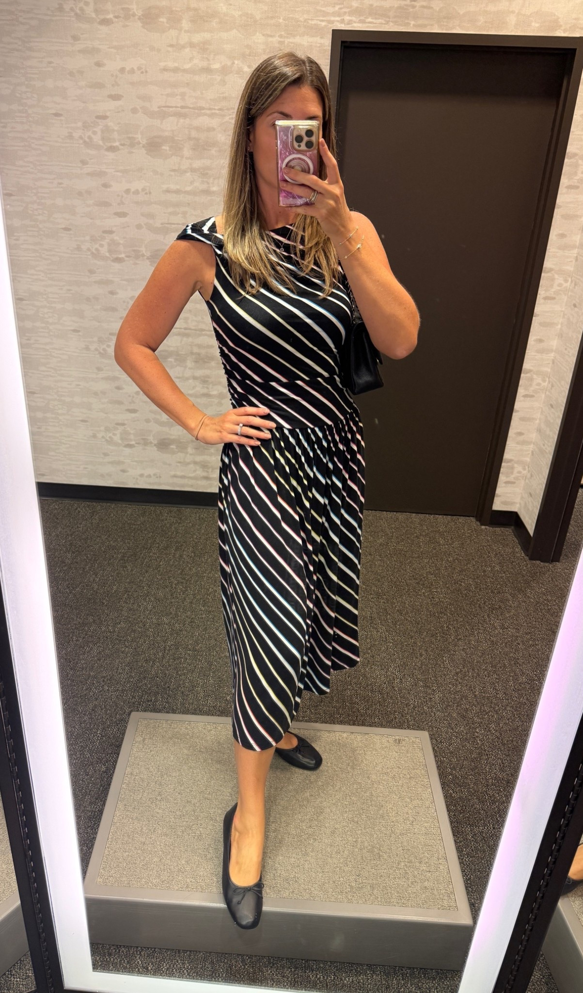 Another hot day, another midi dress. I love the subtle pops of color and asymmetrical neckline. This dress is lightweight and perfect for day to night wear. Best part? It’s under $100.

Runs TTS. Paired with one of ny most comfy flats (also run TTS). ￼￼

#LTKootd #LTKOver40 #LTKTall