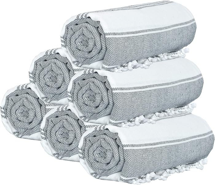 GLAMBURG Peshtemal Turkish Towel - Beach Towels Oversized 36x71 Set of 6, Soft Durable Absorbent ... | Amazon (US)