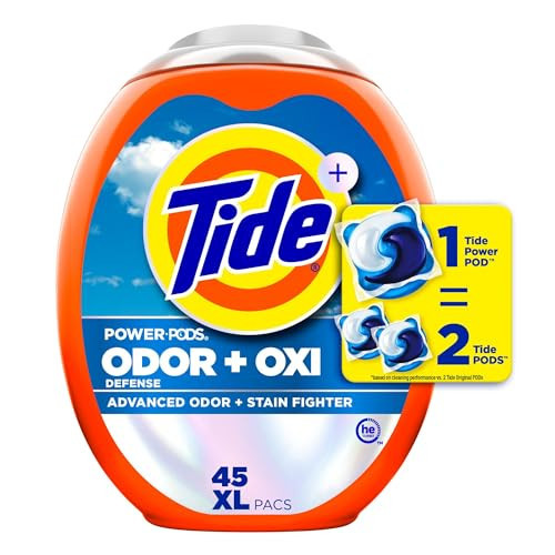 Tide Ultra OXI Power PODS with Odor Eliminators Laundry Detergent Pacs, HE Compatible, Works on Visible and Invisible Dirt, 45 Count Pacs | Amazon (US)