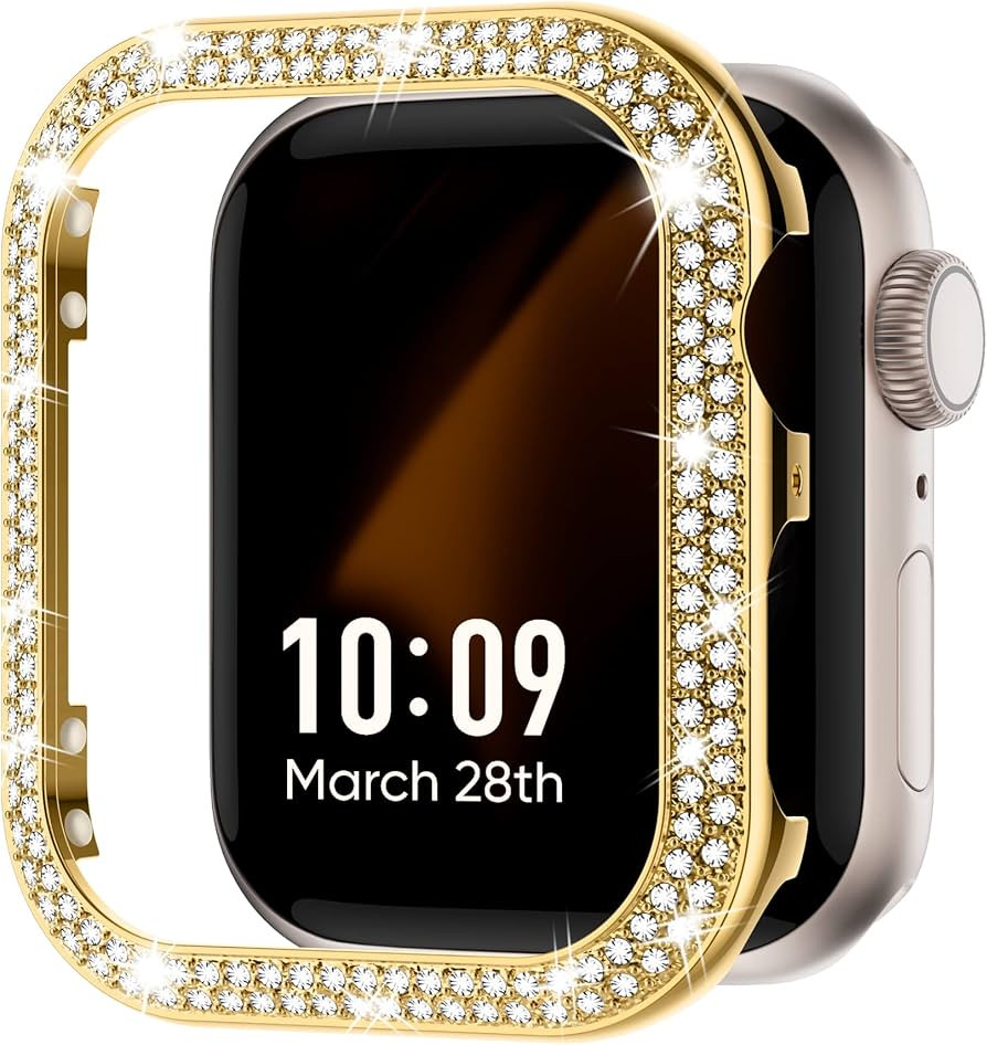 Missair Bling Case Compatible with Apple Watch Series 9 8 7, Women Glitter Double Row Crystal Dia... | Amazon (US)