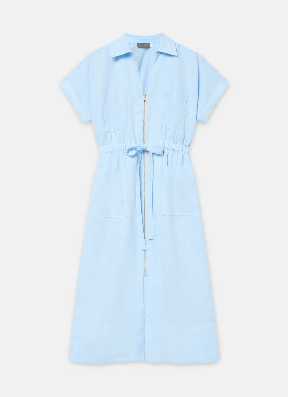 Pale Blue Linen Midi Shirt Dress | Mint Velvet
