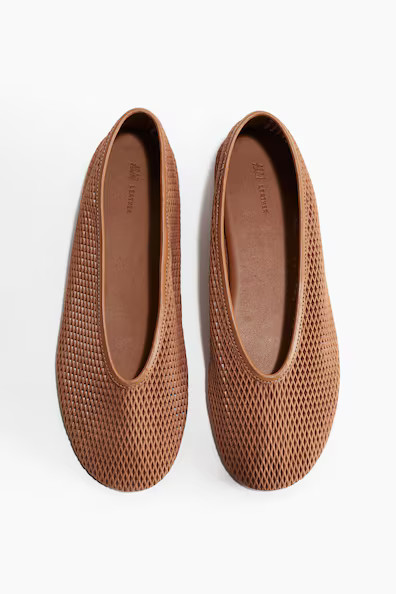 H & M - Leather Mesh Flats - Beige | H&M (US + CA)