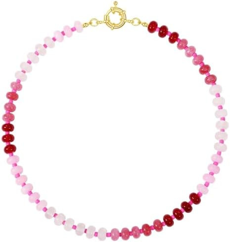 KELORIS PATH Beaded Gemstone Necklaces for Women, Boho Colorful Bead Choker Necklace, Natural Sto... | Amazon (US)