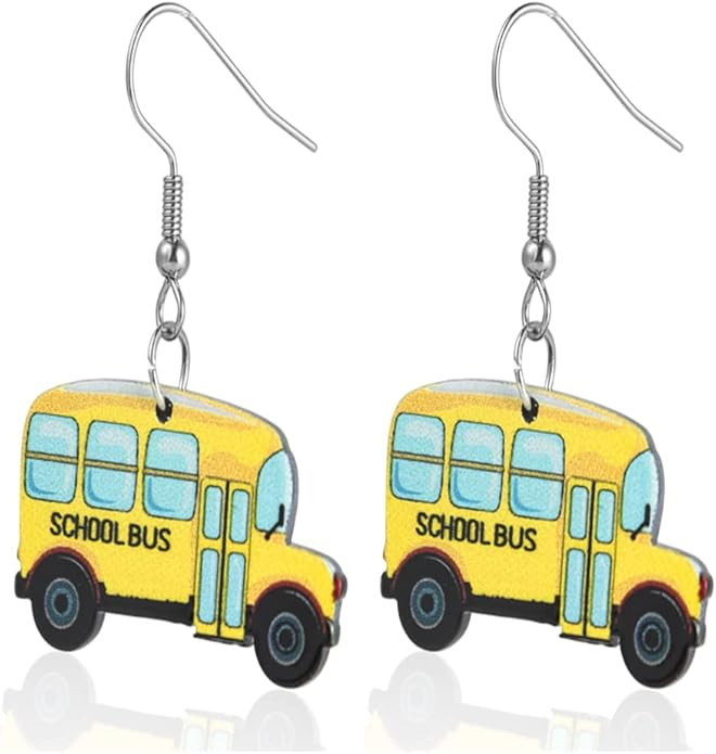 Cute Original Unique School Bus Cartoon Car Apple Pencil Book Colorful Resin Teacher Student Hang... | Amazon (US)