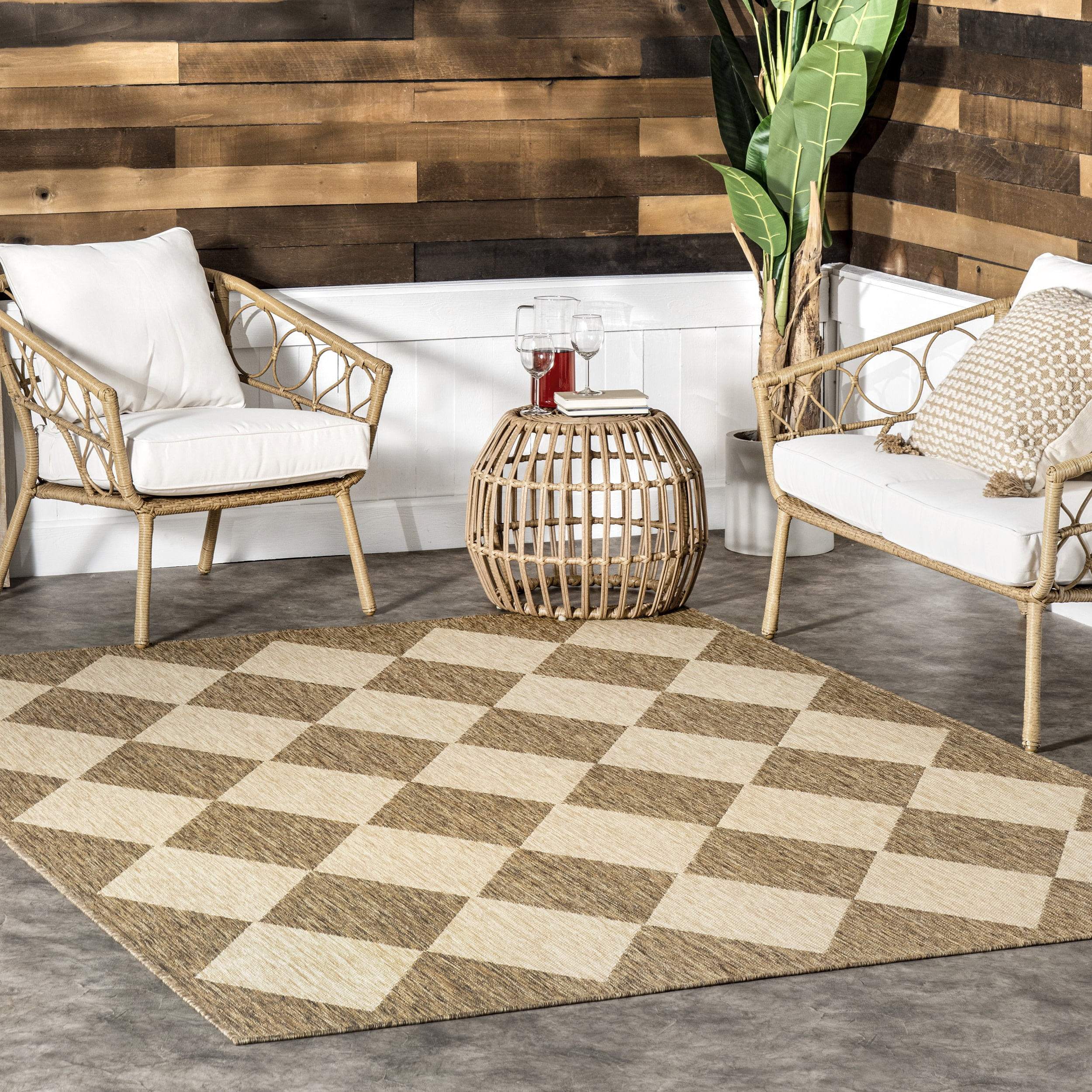 nuLOOM Sabina Diamond Trellis Indoor/Outdoor Area Rug, 5' x 8', Beige | Walmart (US)