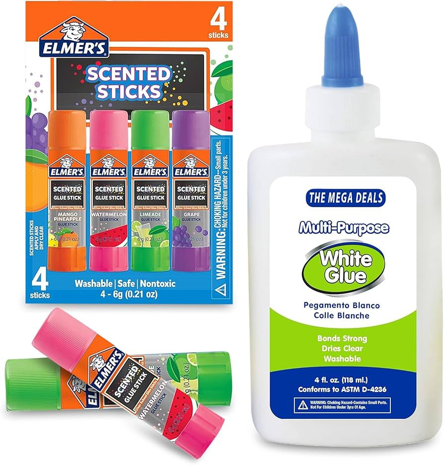Elmers Glue Sticks, Scented Glue Sticks 4 Count with White Glue - 0.21 oz Glue Sticks for Kids wi... | Amazon (US)