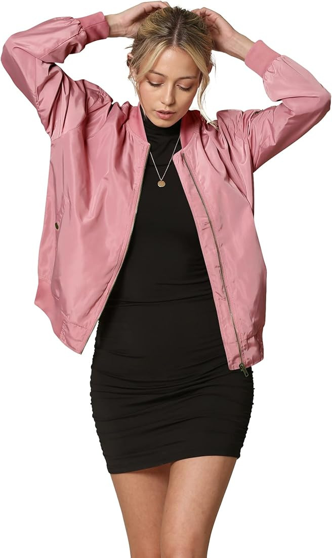 Lock and Love Women's Classic Lightweight Jacket Multi Pocket Windbreaker Bomber Jacket | Amazon (US)