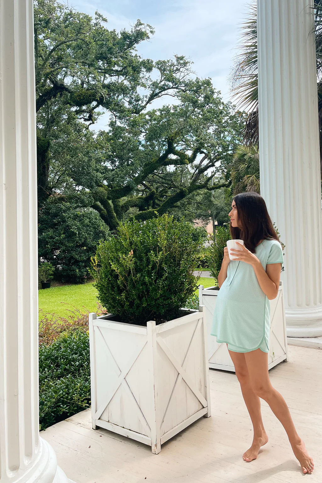 Pima Maternity Shorts Set in Parisian Green | Lake Pajamas