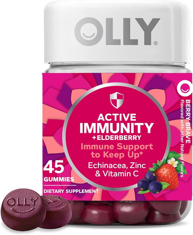 OLLY Immunity Gummy, Immune Support, Elderberry, Zinc, Vitamin C, Supplement, Berry Flavor, 15 Da... | Amazon (US)