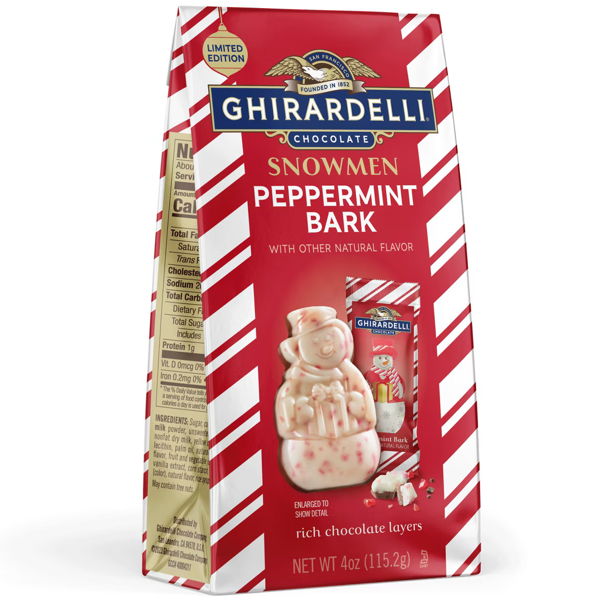 Ghirardelli Christmas Peppermint Bark Chocolate Snowmen - 4oz | Target