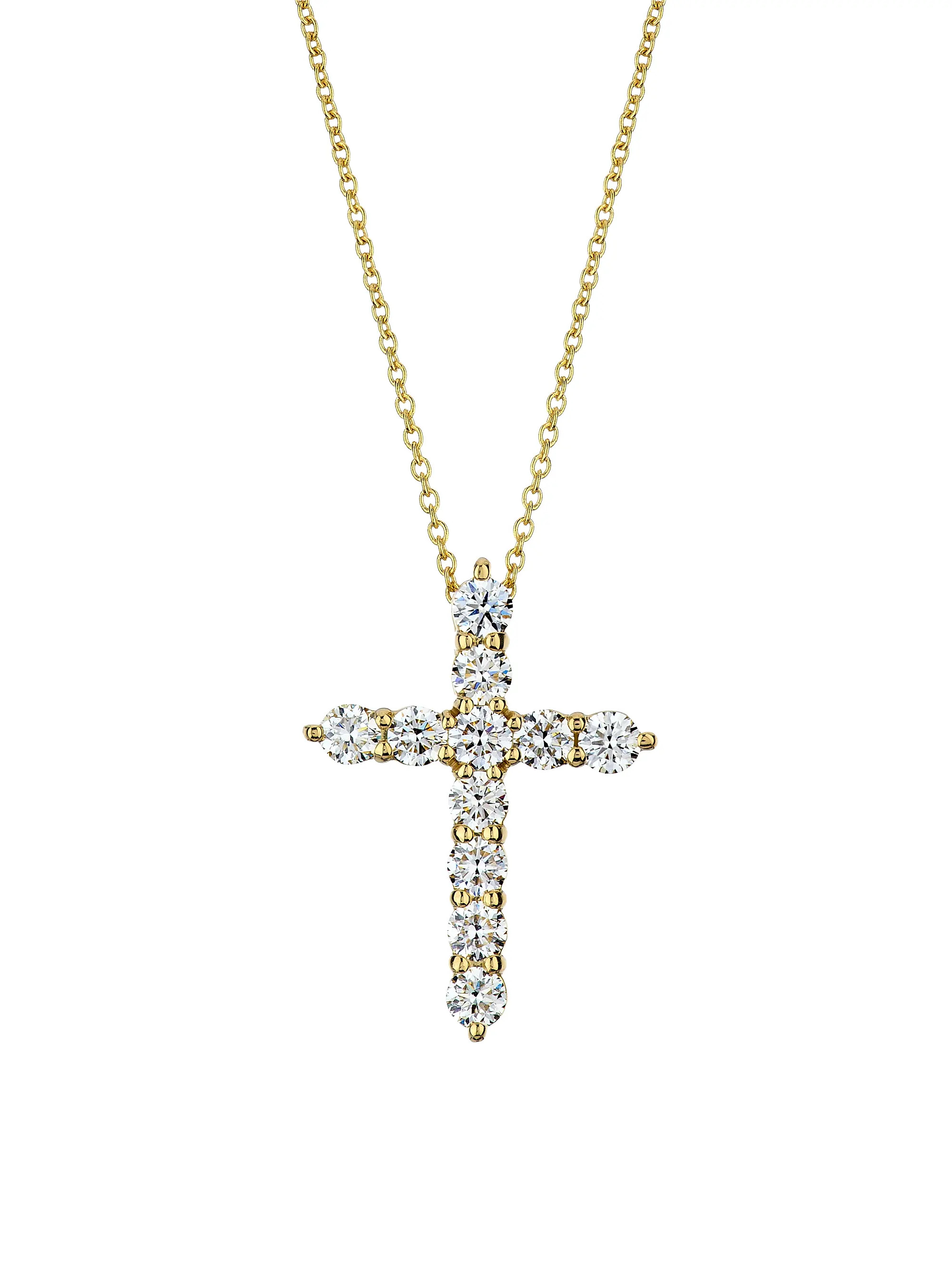 Roberto Coin 18K White Gold &amp; 0.88 TCW Diamond Cross Pendant Necklace | Saks Fifth Avenue | Saks Fifth Avenue