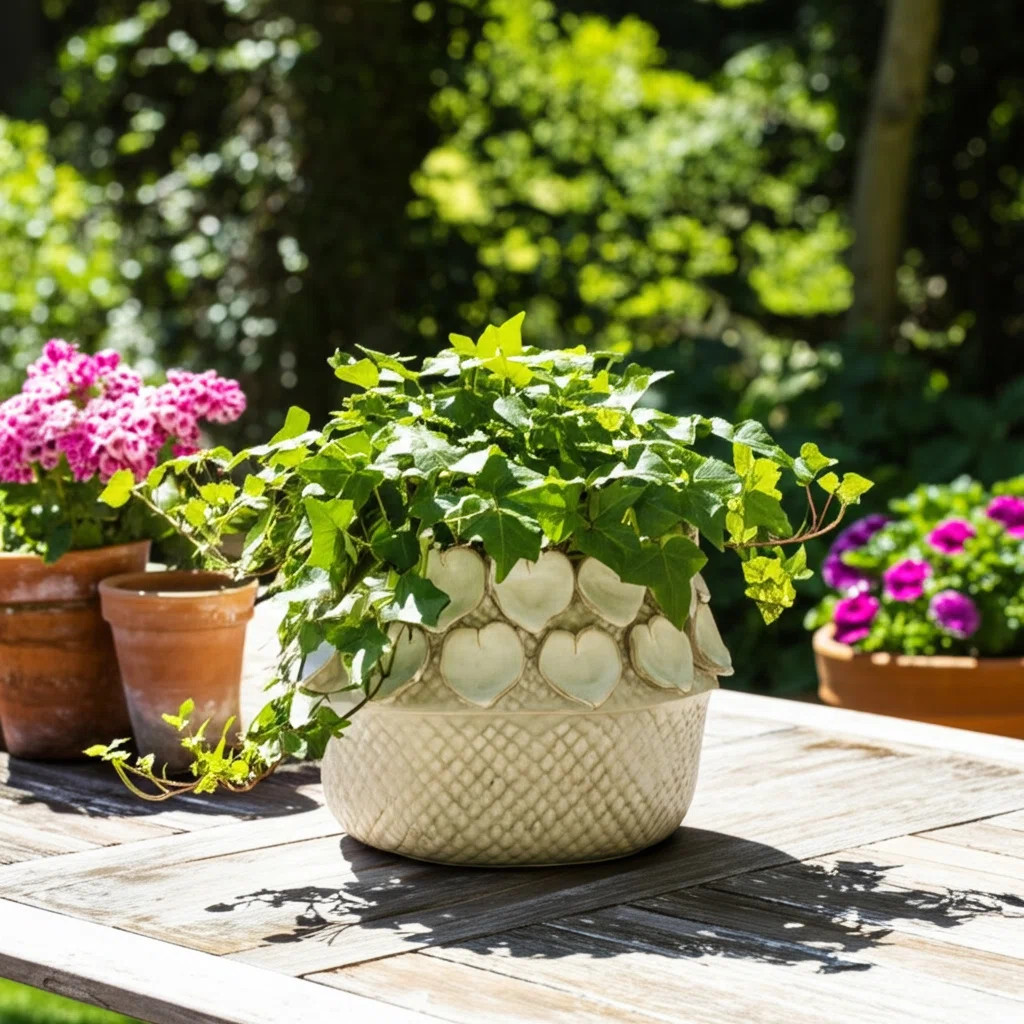 Stylish Ceramic Indoor Planter with Sculptural Heart Detail - Glossy Decorative Accent Pot for Mo... | Wayfair North America