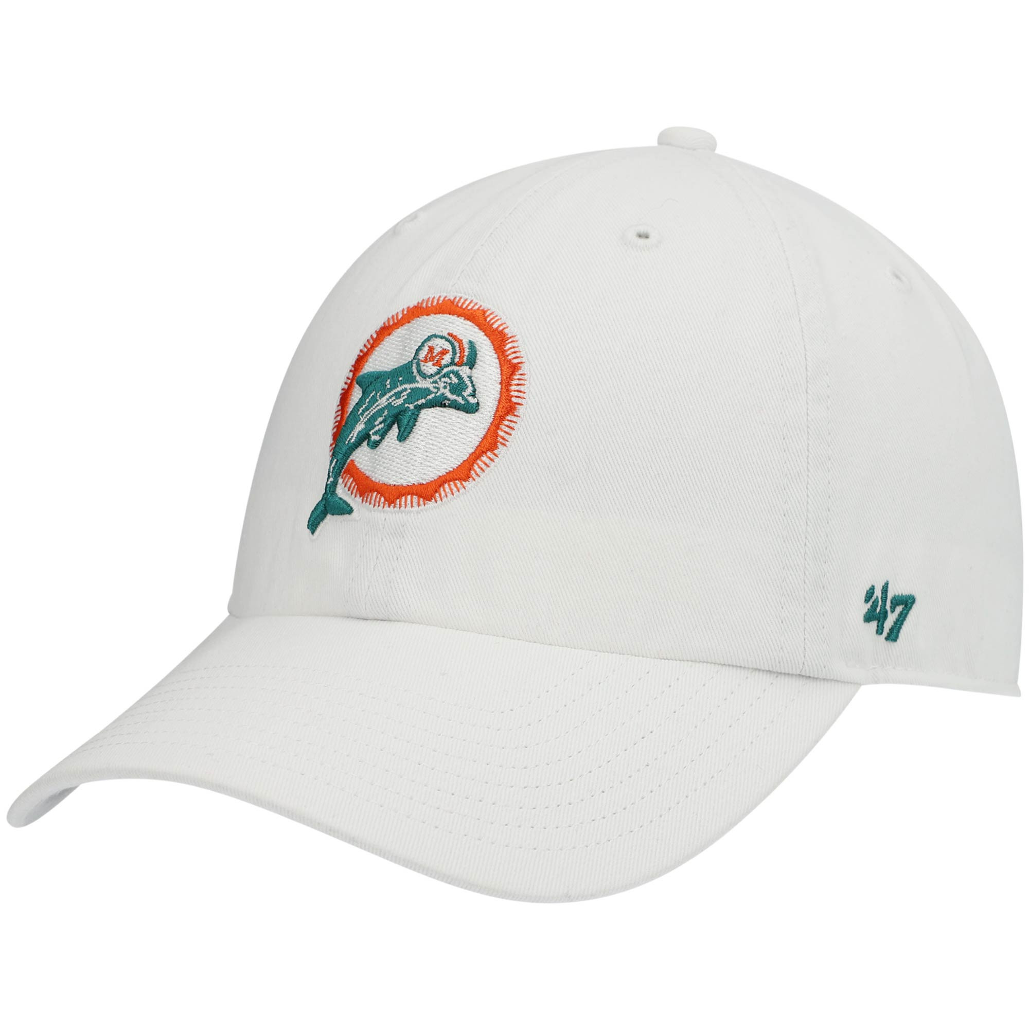 Men's '47 White Miami Dolphins Clean Up Adjustable Hat | NFL Shop
