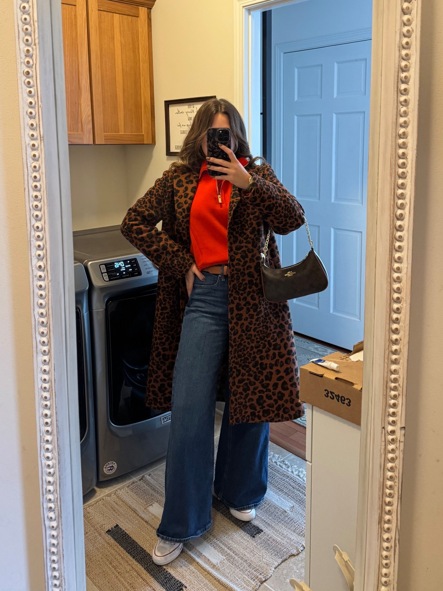 Target Cheetah Wool Coat 
Old Navy Wide Leg Jeans Size 26 

#LTKPetite #LTKootd #LTKmomlife