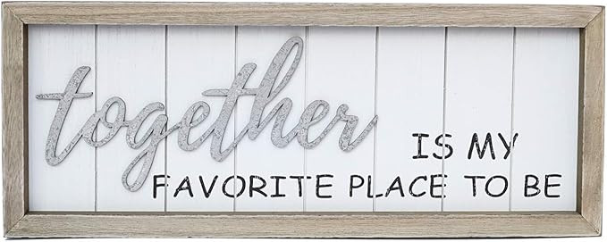 SHYi 3D Word"Together"- Is My Favorite Place to Be-Brown Wood Framed Wall Plaque-Rustic Farmhouse... | Amazon (US)