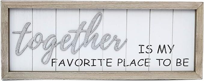 SHYi 3D Word"Together"- Is My Favorite Place to Be-Brown Wood Framed Wall Plaque-Rustic Farmhouse... | Amazon (US)