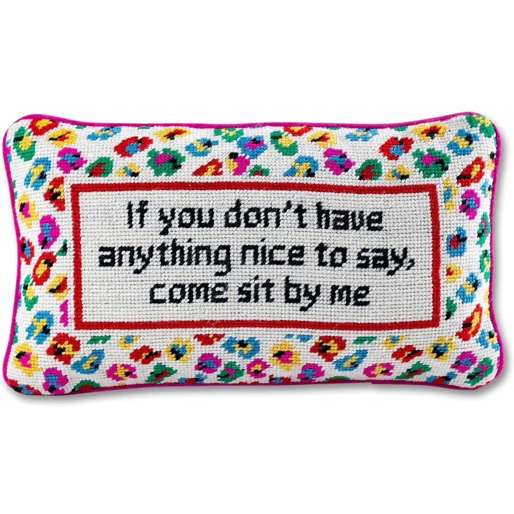 FURBISH Needlepoint Decorative Throw Pillow - Come Sit by Me - 9" x 15" - Small Embroidered Accen... | Amazon (US)