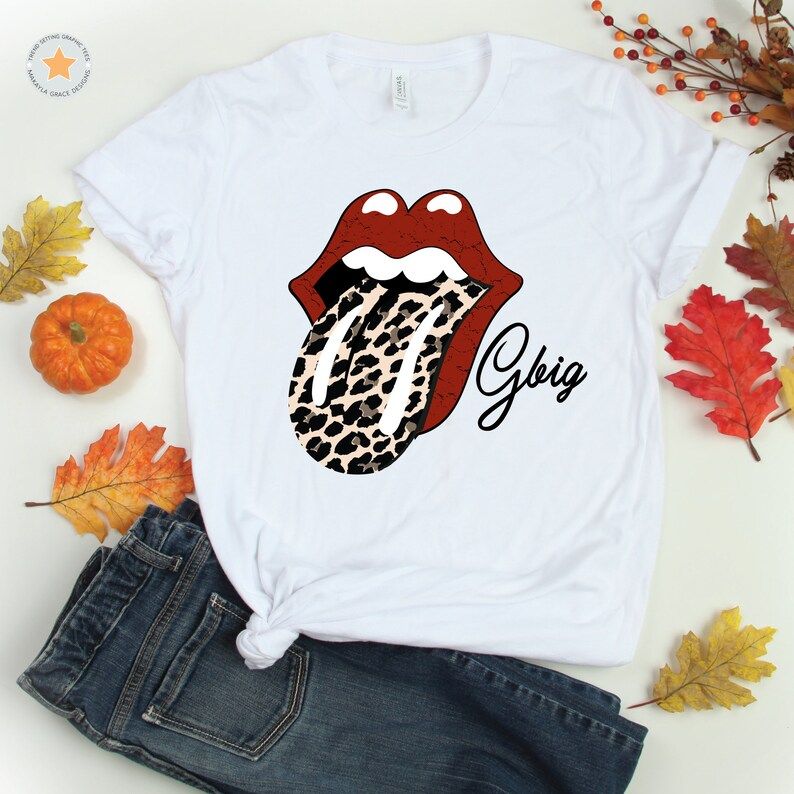 Big Little Gbig rolling stone tee , cute cheetah print tongue tee , sorority shirts , big little ... | Etsy (US)