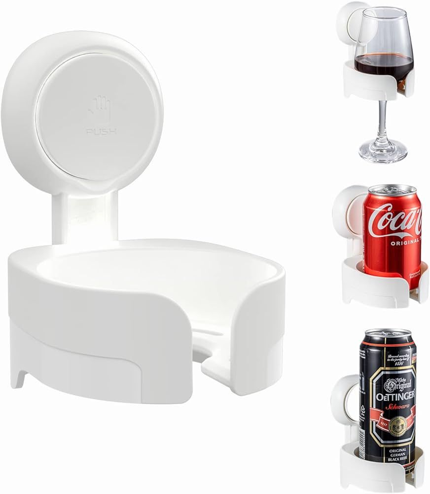 LEVERLOC Wine Glass Holder for Shower, Suction Cup Bathtub Wine Glass Holder for Beer, Wine, Drin... | Amazon (US)