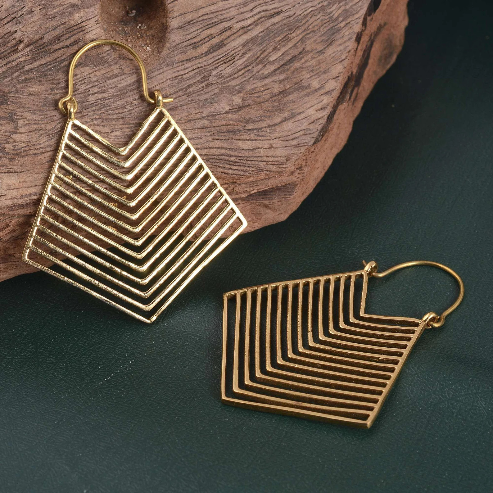 Rhombus Hoop Earrings: Large Geometric Statement Creoles | Etsy (Global)