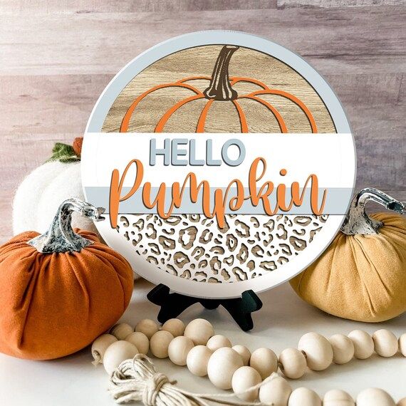 Hello Pumpkin Door Hanger Leopard Print Fall Door Hanger | Etsy | Etsy (US)
