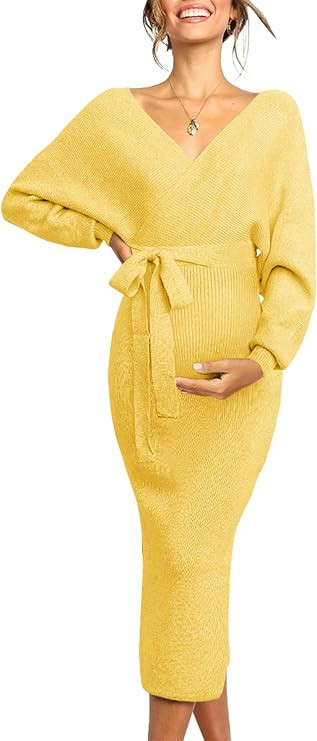 Chang Yun Maternity Nursing Dress Sweater Dress for Women Wedding Guest Dress Baby Shower Materni... | Amazon (US)