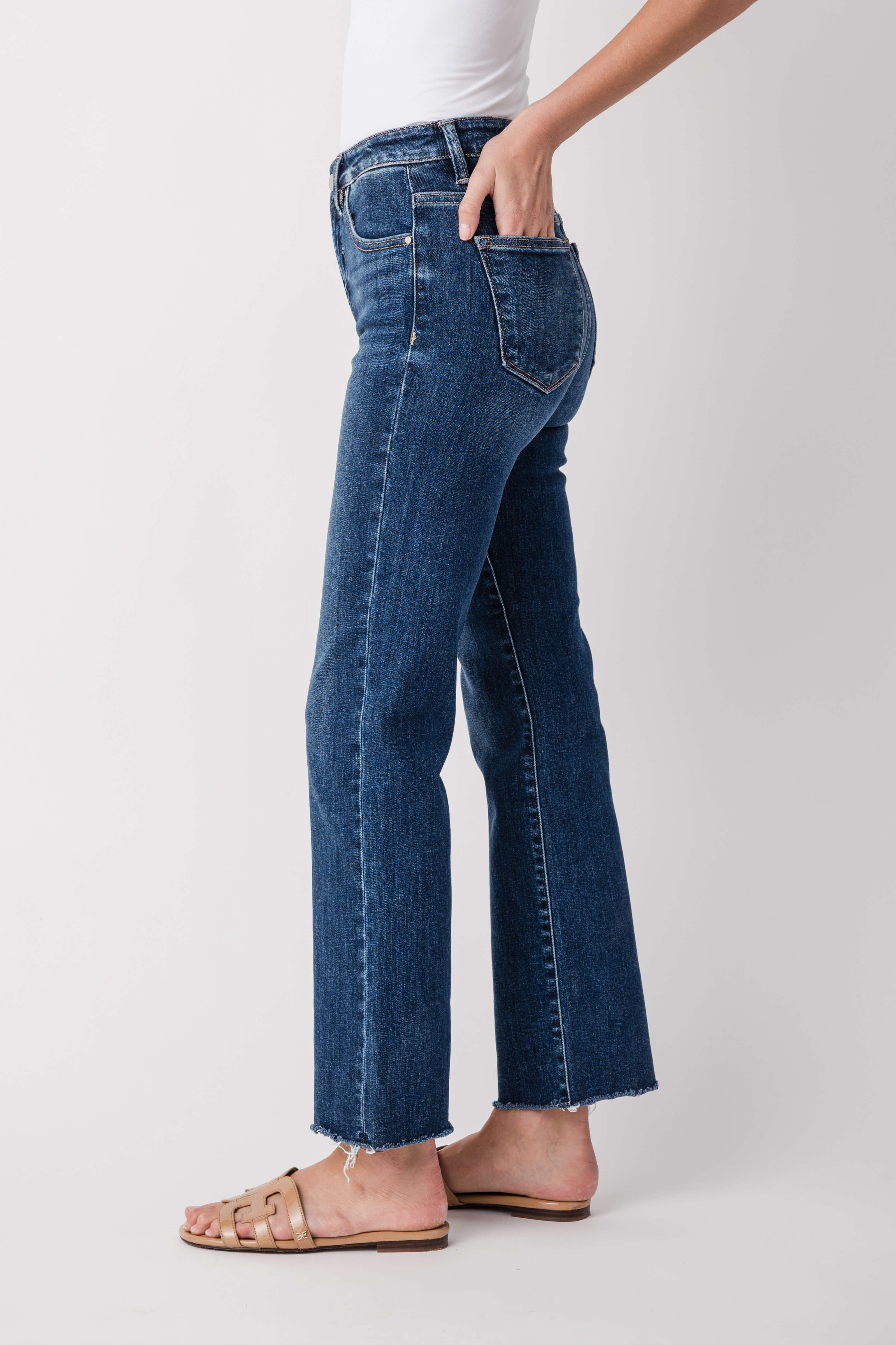 Risen Riley High Rise Crop Straight Jeans | Social Threads
